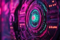 Advanced digital circular interface. HUD design component. Sci-Fi targeting pointer. Screen incorporating AI surface