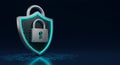 Advanced Digital Data Security Shield: 3D Rendered Lock and Circuit Protection for Businesses and IT Professionals. Royalty Free Stock Photo
