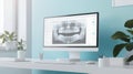 Advanced digital dentistry tools displaying an X-ray on a modern office desk setup Royalty Free Stock Photo