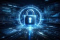 Data Encryption Security Lock Interface Illustration with Futuristic Cyber Defense Dashboard for Digital Privacy Protection Royalty Free Stock Photo