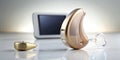 Advanced Digital Hearing Aid Design A TiltShift Perspective on Modern Hearing Solutions Royalty Free Stock Photo