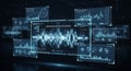 Advanced digital interface displaying complex data analysis and wave patterns Royalty Free Stock Photo