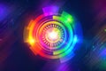 Futuristic circular interface illustrating digital data visualization and core technology. Royalty Free Stock Photo