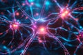 An advanced digital interface, displaying glowing AI-driven neural connections, cybernetic energy