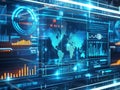 Advanced Digital Interface with Global Data Visualization Royalty Free Stock Photo