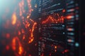 Advanced digital interface showcasing glowing red data, complex graphs, and analytical information with futuristic appeal. Royalty Free Stock Photo