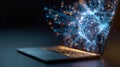 Advanced digital network visualization on a modern laptop screen Royalty Free Stock Photo