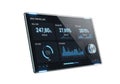 Advanced digital tablet displaying real-time data analytics with various graphs and metrics Royalty Free Stock Photo