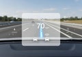 Of advanced driver assistance system display showing adaptive cruise control Royalty Free Stock Photo