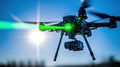 Advanced Drone Equipped with Camera and Laser Technology in Action