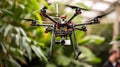Advanced Drone Equipped with High-Resolution Camera in Flight GenerativeAI Royalty Free Stock Photo