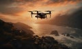 advanced drone flying with camera, generative ai Royalty Free Stock Photo