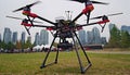 Advanced drone technology in urban setting Royalty Free Stock Photo