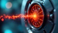 Advanced electronic medical laser device undergoing maintenance. Closeup view of tech device. Laser system precise control