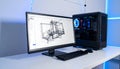 Advanced Engineering Design on a CAD Workstation Royalty Free Stock Photo