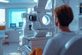 Advanced Eye Examination Equipment in Clinic. Royalty Free Stock Photo