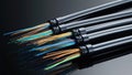 Advanced fiber optics with flowing bandwidth light against dark, sleek background create tech driven concept. This showcases