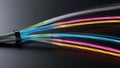 Advanced fiber optics flowing bandwidth light in dark, sleek background creates tech driven concept that showcases modern
