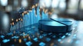Futuristic Financial Market Data Visualization with Blue Tones Royalty Free Stock Photo