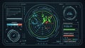Advanced Futuristic HUD Display Digital Data Interface for Cyber Security Radar Tracking Royalty Free Stock Photo