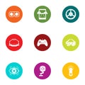 Advanced game icons set, flat style