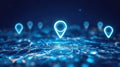 Advanced Geoinformatics Technology Holographic Location Markers and Future Innovations in Mapping Royalty Free Stock Photo
