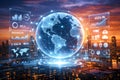 Advanced Global Analytics Dashboard Visualizing Connected World Data And Business Intelligence Royalty Free Stock Photo