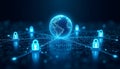 Advanced Global Cybersecurity Network Visualization - Secure Internet Protection Concept