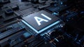 Advanced Glowing GPU Chip with AI Letters . Next-generation Artificial Intelligence Acceleration Card for Powering High Royalty Free Stock Photo