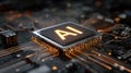 Advanced Glowing GPU Chip with AI Letters . Next-generation Artificial Intelligence Acceleration Card for Powering High Royalty Free Stock Photo