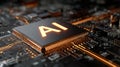 Advanced Glowing GPU Chip with AI Letters . Next-generation Artificial Intelligence Acceleration Card for Powering High Royalty Free Stock Photo