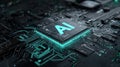 Advanced Glowing GPU Chip with AI Letters . Next-generation Artificial Intelligence Acceleration Card for Powering High Royalty Free Stock Photo
