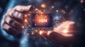 Advanced HBM Chip Technology in Scientist\'s Hand, Representing High-Bandwidth Memory Innovation_3 Royalty Free Stock Photo