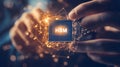 Advanced HBM Chip Technology in Scientist\'s Hand, Representing High-Bandwidth Memory Innovation_4 Royalty Free Stock Photo