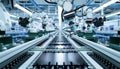 Advanced High Precision Robot Arms on Fully Automated PCB Assembly Line Inside Modern