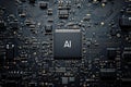 Advanced High-Tech Concept: Circuit Board CPU Processor Microchip Starting Artificial Intelligence Visualization of Neural Royalty Free Stock Photo