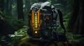 Advanced Hiking Backpack with Semi-Jetpack. GPS and Emergency Beacon. Generative AI