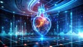 Advanced Holographic Cardiogram Interface A Futuristic Vision of Medical Data Visualization Royalty Free Stock Photo