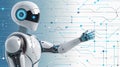 Futuristic AI Robot with Digital Circuit Background Royalty Free Stock Photo