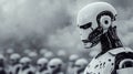 Advanced humanoid robot in futuristic setting with responsive ai technology