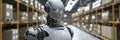 Advanced humanoid robot in a high-tech warehouse setting