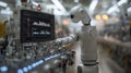 Advanced humanoid robot operating control panel in factory Royalty Free Stock Photo