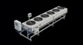 Industrial Cooling System with Multiple Fans on a Black Background for Ventilation and Manufacturing Facilities Royalty Free Stock Photo