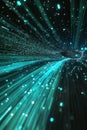 Advanced information web visualization representing global data transmission through complex three-dimensional network structures