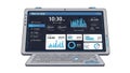 Futuristic Manufacturing Dashboard on an Open Laptop Royalty Free Stock Photo