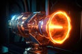 advanced ion thruster engine glowing in space