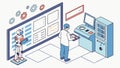 Advanced Lab Monitoring, Scientists and Control Panel, vector design Generative AI Royalty Free Stock Photo