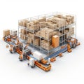 Advanced Logistics Automation 3d Rendering On White Background