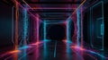 Advanced machine learning algorithms visualized as flowing neon pathways
