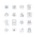 Advanced machinery line icons collection. Automation, Robotics, Precision, Efficiency, Productivity, Innovation